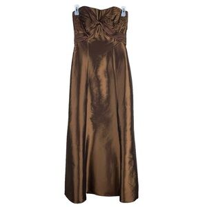B2 by Jasmine Strapless Taffeta Copper Brown Prom Dress Evening Gown Size 4